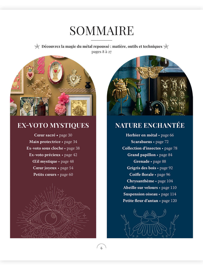 Cabinet de curiosités en métal repoussé - 32 grigris, ex-voto & autres trésors dorés