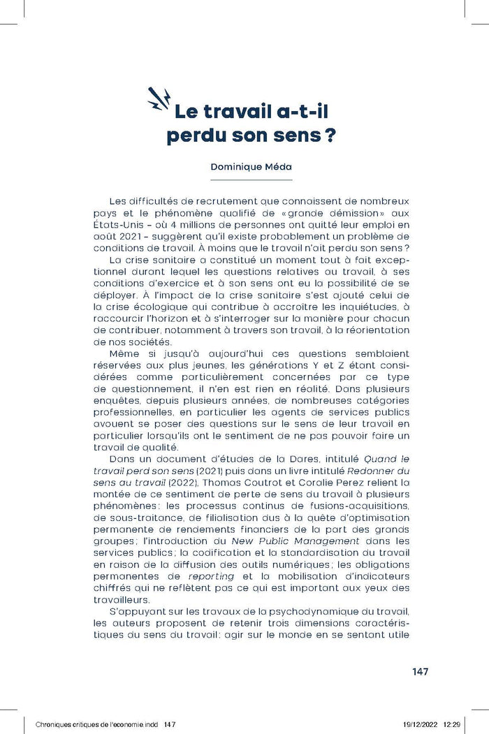 Chroniques critiques de l'économie