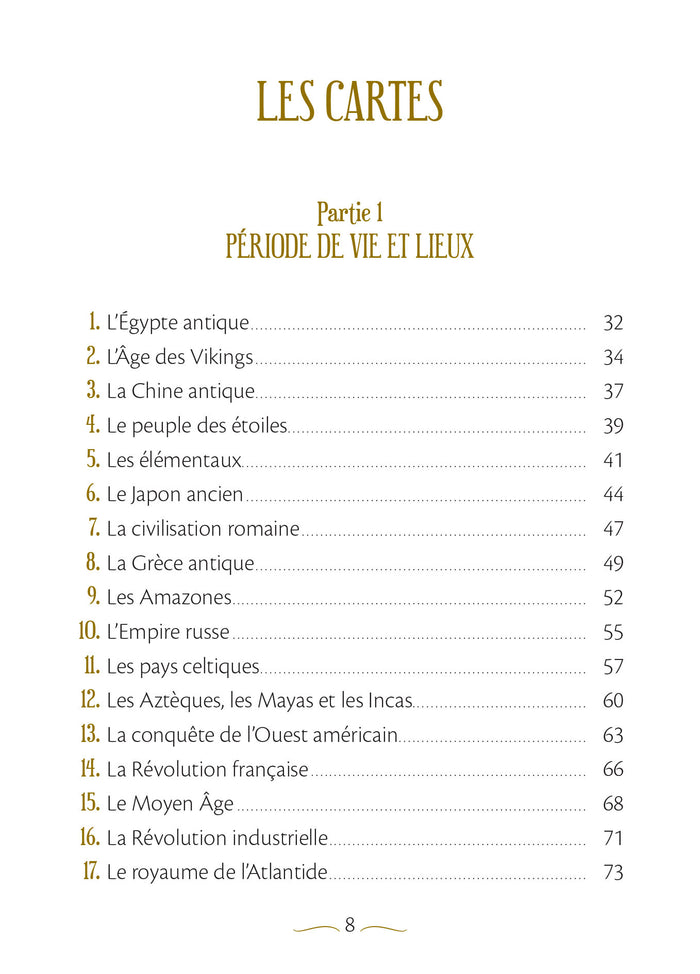 Réminiscence de vies antérieures - Cartes oracle