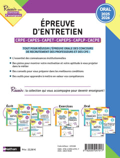 Epreuve d'entretien CRPE - CAPES - CAPET - CAPEPS - CAPLP - CACPE - Oral 2025-2026
