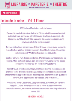 Le Lac de la reine - Tome 1 Elinor