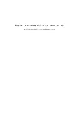 Comment il faut commencer une partie d'échecs