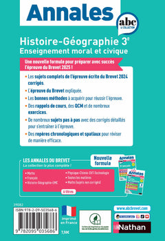 Annales Brevet Histoire Géographie Enseignement Moral et Civique 2025 - Corrigé