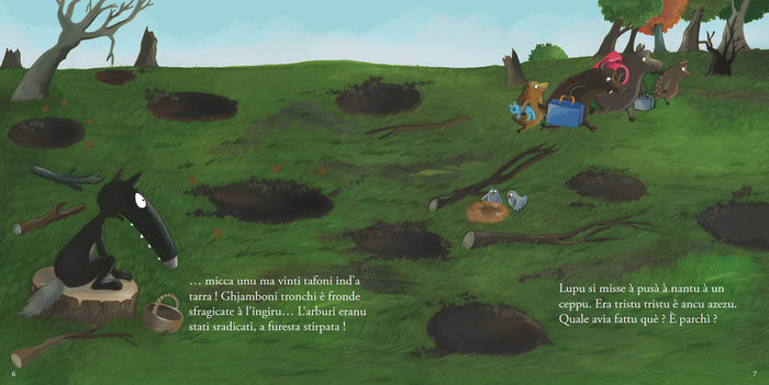 U lupu chi tinia cari l'arburi