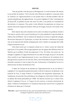 Les problemes d'approvisionnement en eau potable dans les peripheries