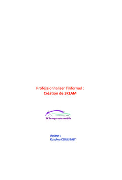 Professionnaliser l'informel- Creation de 3KLAM