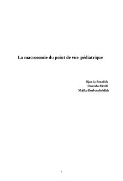 La macrosomie du point de vue pédiatrique