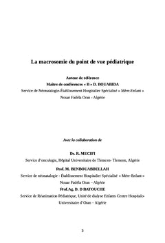 La macrosomie du point de vue pédiatrique
