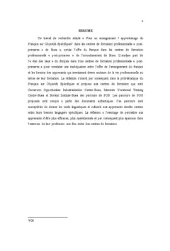 Pour un enseignement/apprentissage du Français sur Objectifs spécifiques