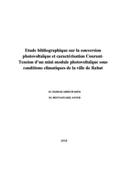 Etude bibliographique sur la conversion photovoltaïque et caractérisation Courant-Tension