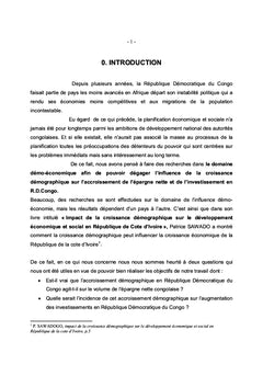 Croissance démographique et évolution de l'épargne et de l'investissement