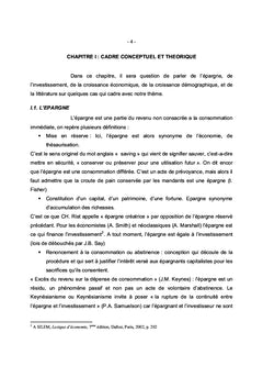 Croissance démographique et évolution de l'épargne et de l'investissement
