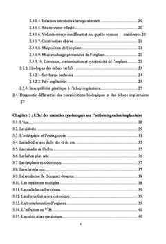 Les echecs Implantaires