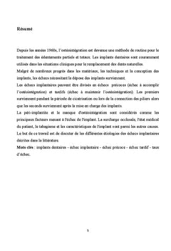 Les echecs Implantaires