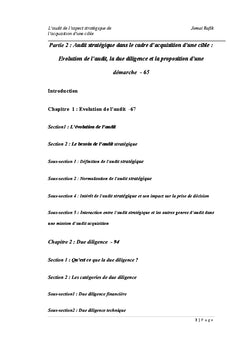 L'audit de l'aspect stratégique de l'acquisition d'une cible