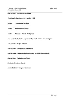 L'audit de l'aspect stratégique de l'acquisition d'une cible