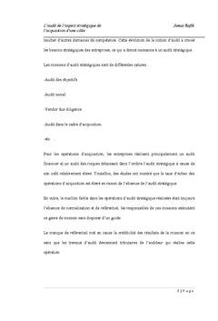 L'audit de l'aspect stratégique de l'acquisition d'une cible