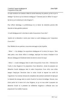 L'audit de l'aspect stratégique de l'acquisition d'une cible
