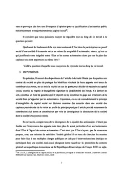De la non intervention de l'etat dans une societe d'economie mixte