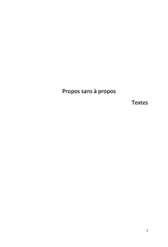 Propos sans à propos