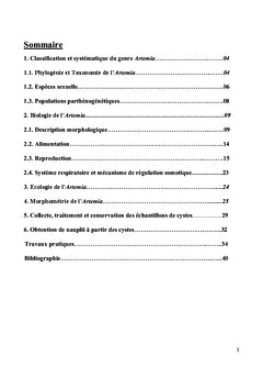 Biologie et écologie de l'Artemia