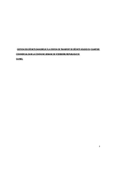Gestion des déchets solides dans la Commune Urbaine de N'Zérékoré, République de Guinée