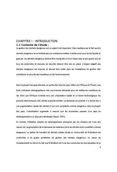 Gestion des déchets solides dans la Commune Urbaine de N'Zérékoré, République de Guinée