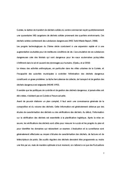 Gestion des déchets solides dans la Commune Urbaine de N'Zérékoré, République de Guinée