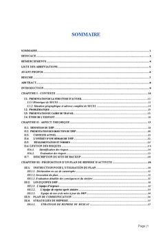 Méthode de Conception d'un plan de reprise d'activité informatique