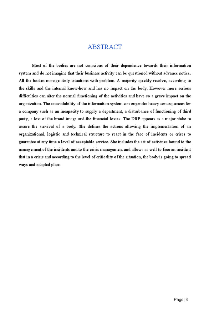 Méthode de Conception d'un plan de reprise d'activité informatique