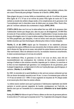 Grossesses precoces dans les pays en voie de developpement: