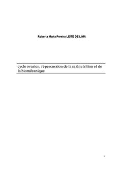 Cycle ovarien: repercussion de la malnutrition et de la biomecanique