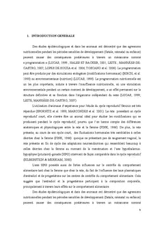 Cycle ovarien: repercussion de la malnutrition et de la biomecanique