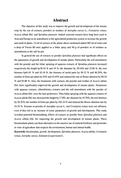 Effets biostimulateurs des extraits ou de la poudre