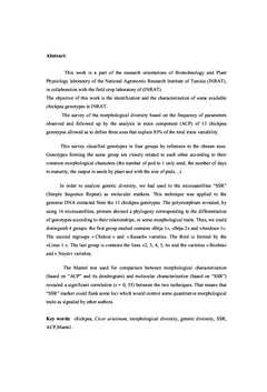 Le Germoplasme Local de pois chiche (Cicer arietinum L)