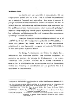La securisation de l'environnement Minier en RDC