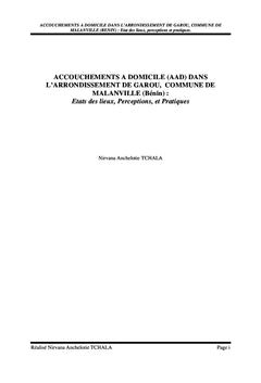 ACCOUCHEMENTS A DOMICILE: état des lieux, perceptions et pratiques