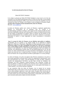 Le droit international des droits de l'homme