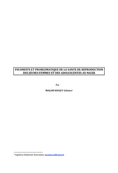 Fécondité et problématique de la santé de reproduction au Niger
