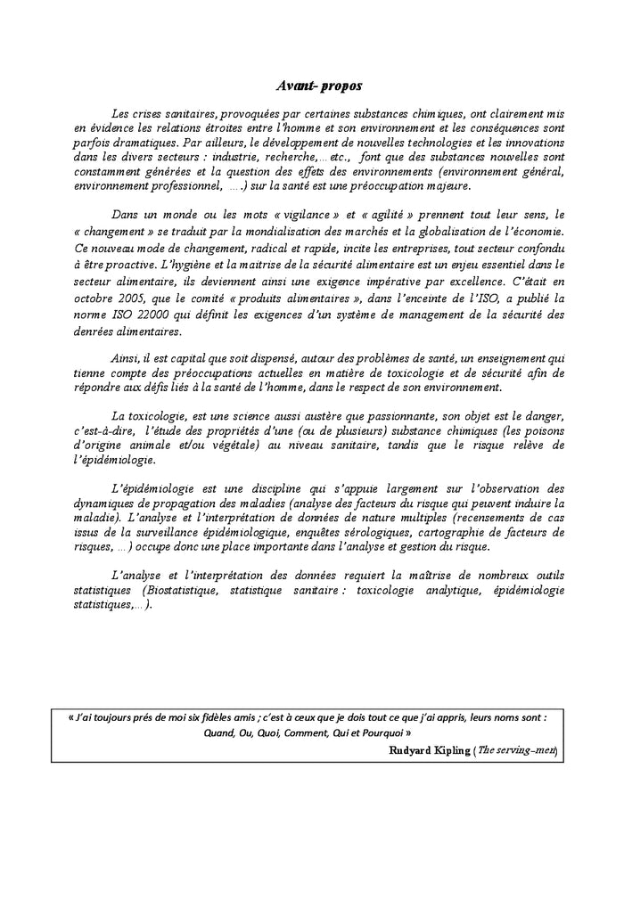 Analyse et gestion du risque