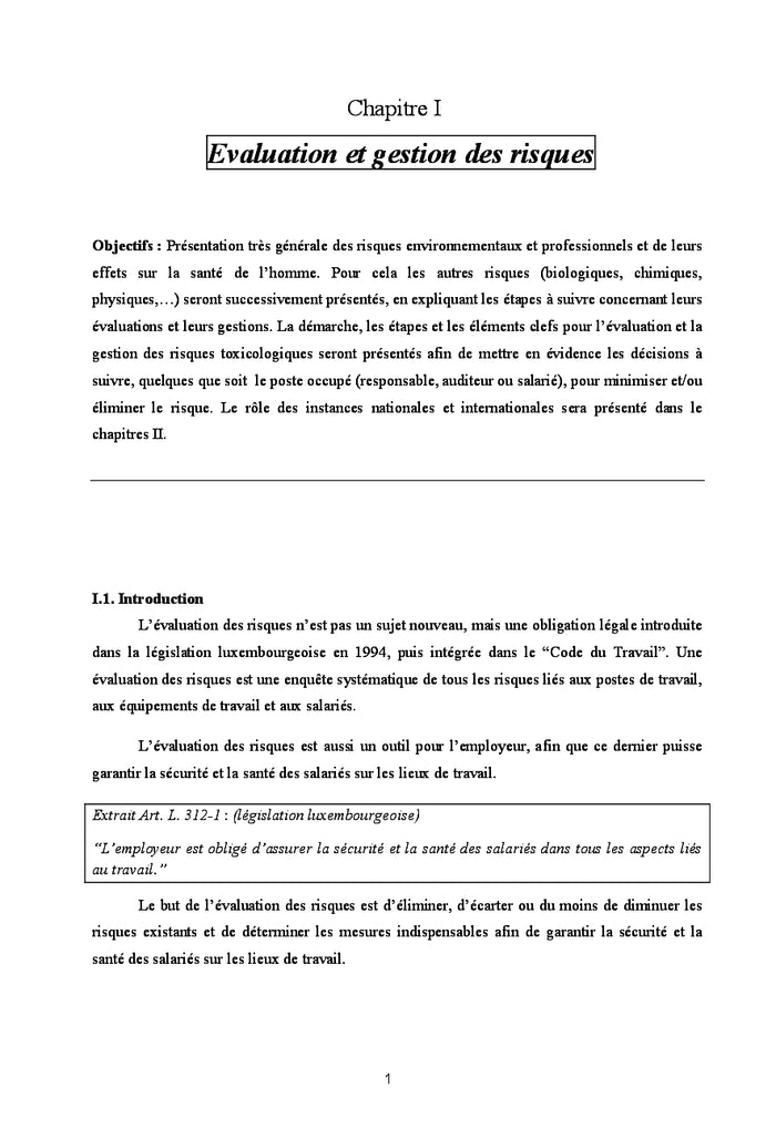 Analyse et gestion du risque