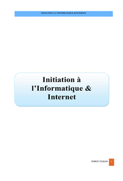 Initiation à l'informatique et Internet