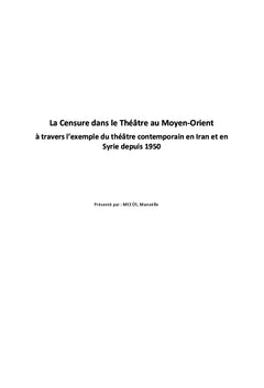La Censure dans le Théâtre au Moyen-Orient