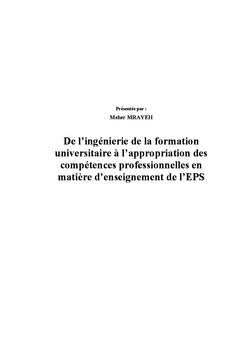 Les savoirs faire pédagogiques en EPS: De la formation à l'intervention