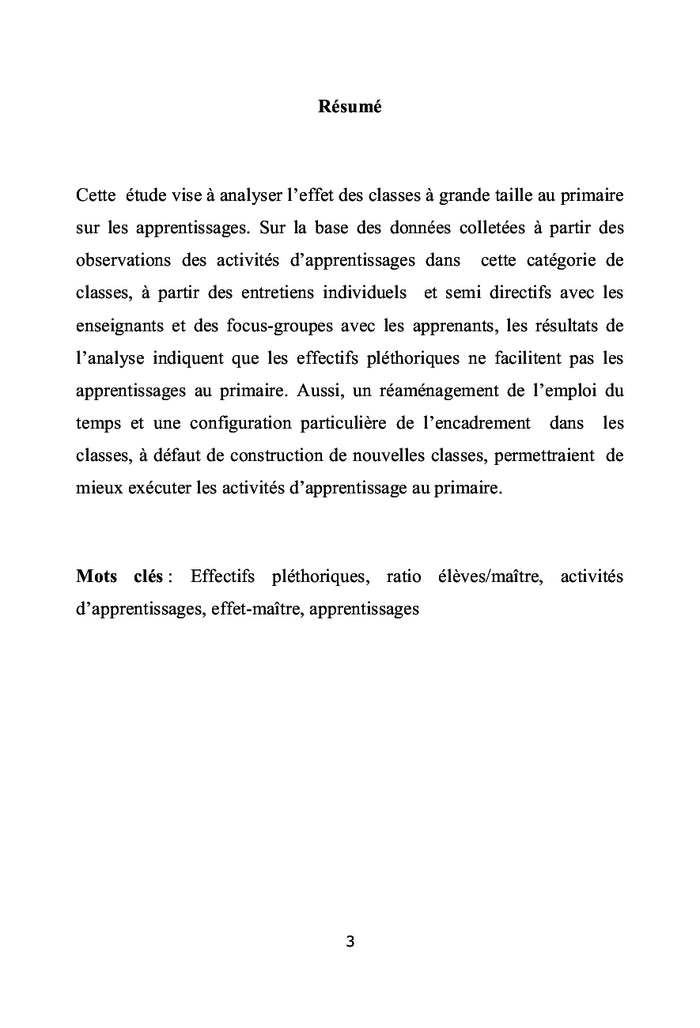 Classes à grande taille et apprentissages au cours primaire à Abobo