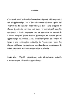 Classes à grande taille et apprentissages au cours primaire à Abobo