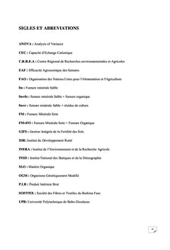 Etude des impacts agro-pédologiques des apports continus sur le coton