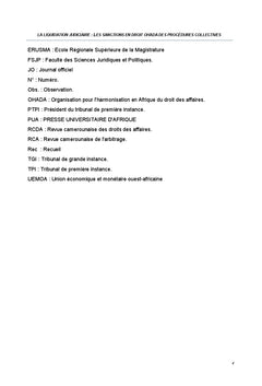 Analyse des diverses sanctions dans le cadre de l'acte uniforme relatif aux procedures collectives