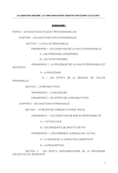 Analyse des diverses sanctions dans le cadre de l'acte uniforme relatif aux procedures collectives