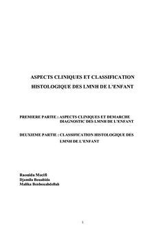 Aspects cliniques et classification des LMNH chez l'enfant
